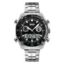 Skmei 1204 japan movt quartz watch stainless steel analog digital wrist watch men